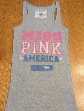 Vintage VICTORIA'S SECRET VS PINK Bling Grey Tank Top Women's Size Medium
